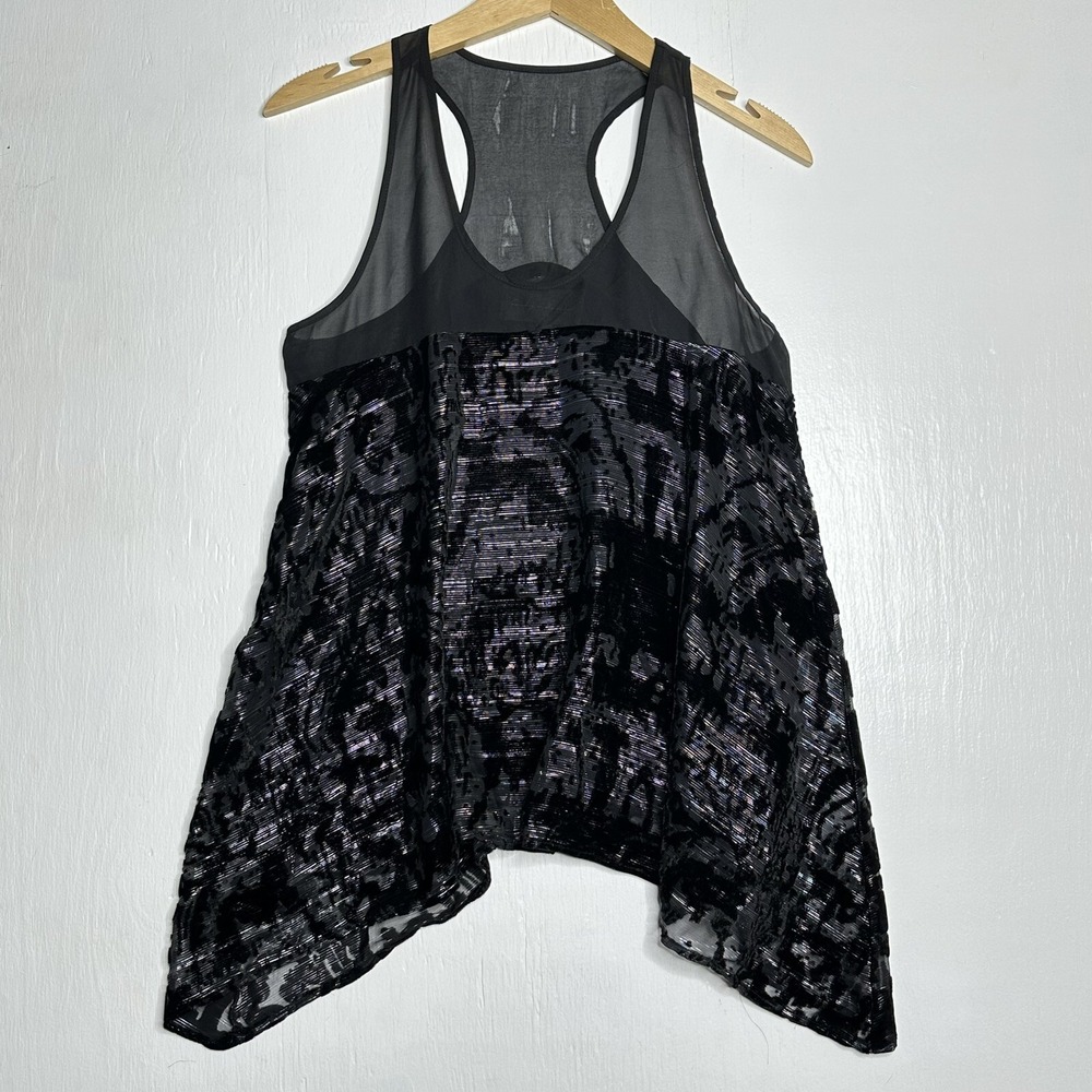 Anthropologie Womens Sunday in Brooklyn Black Velvet Swing Tank Size Small Sheer